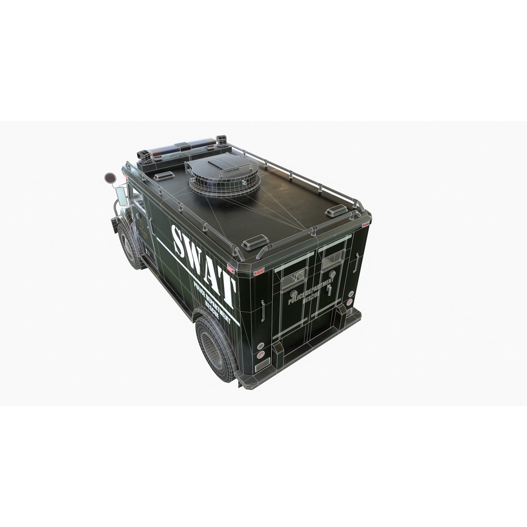 SWAT Van 3D Model – Low Poly Game Ready Asset with PBR Textures - View 24