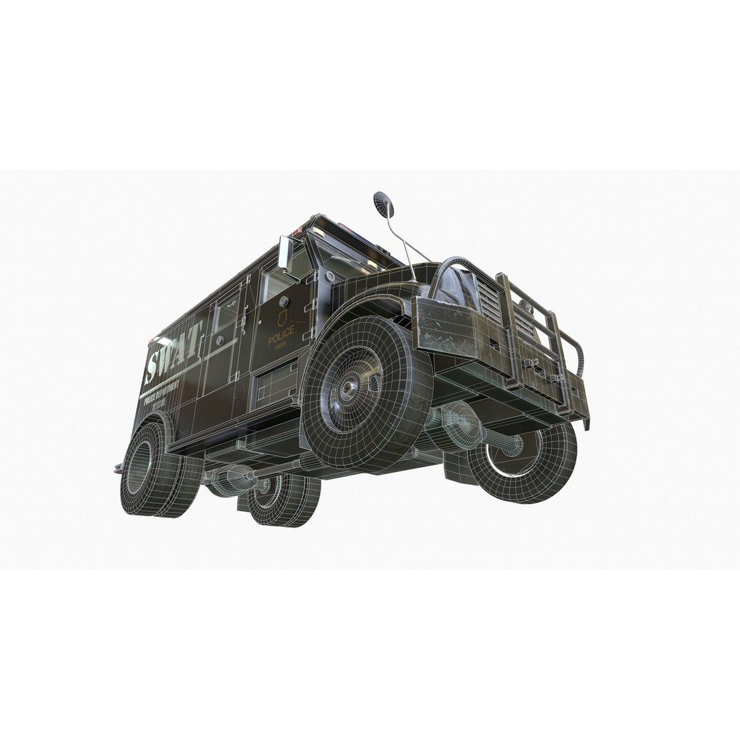 SWAT Van 3D Model – Low Poly Game Ready Asset with PBR Textures - View 26