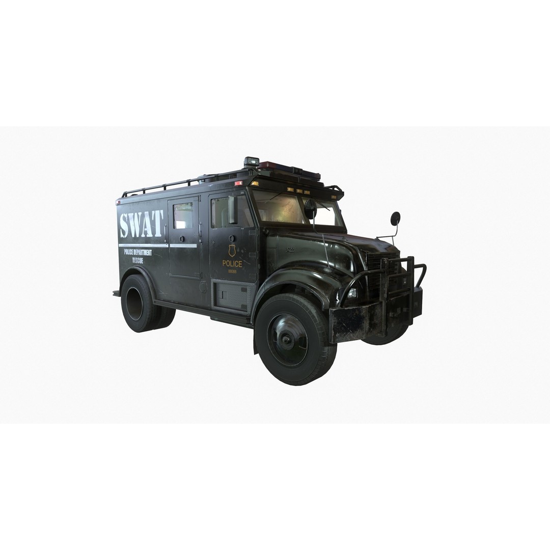 SWAT Van 3D Model – Low Poly Game Ready Asset with PBR Textures - View 3