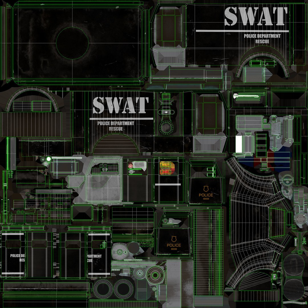 SWAT Van 3D Model – Low Poly Game Ready Asset with PBR Textures - View 35