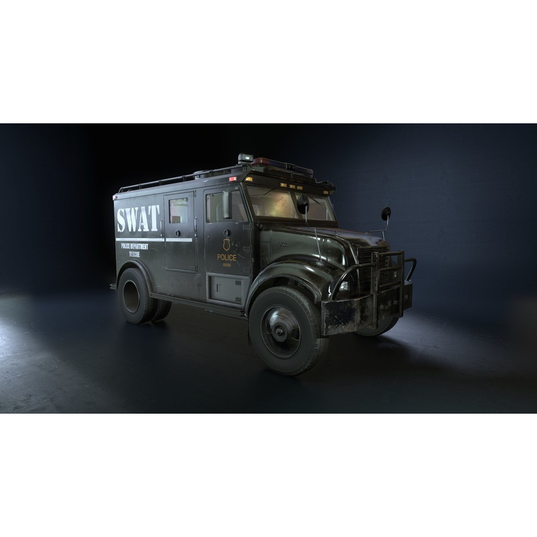 SWAT Van 3D Model – Low Poly Game Ready Asset with PBR Textures - View 4