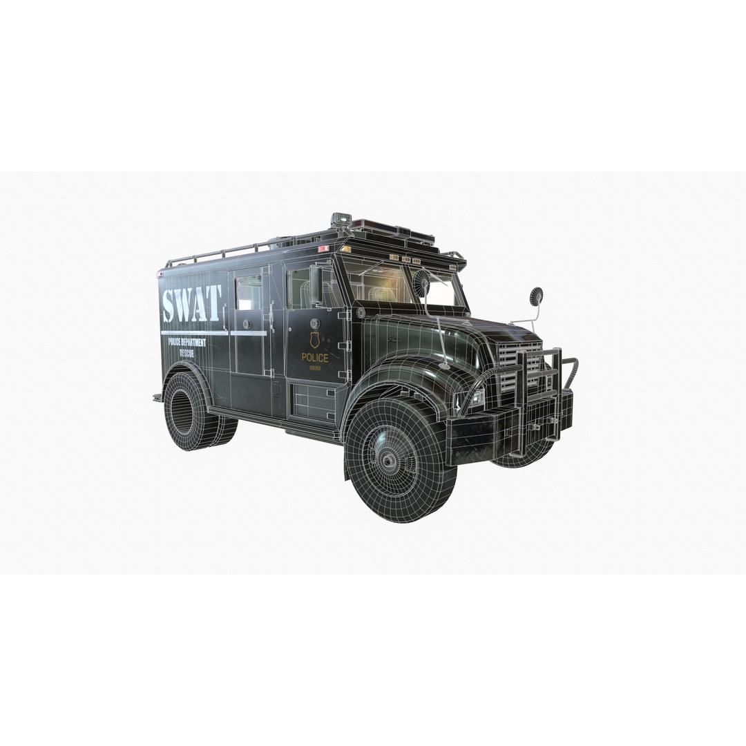 SWAT Van 3D Model – Low Poly Game Ready Asset with PBR Textures - View 5