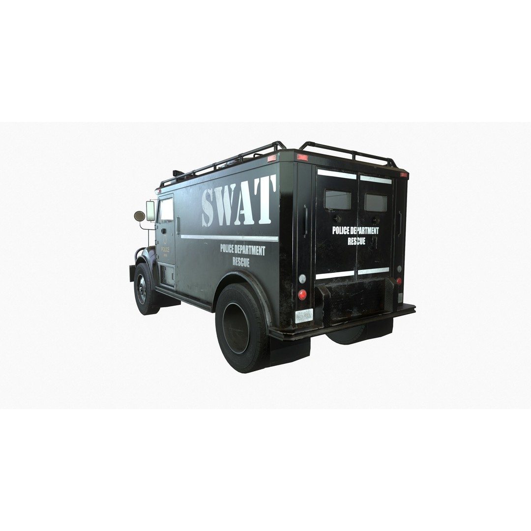SWAT Van 3D Model – Low Poly Game Ready Asset with PBR Textures - View 6