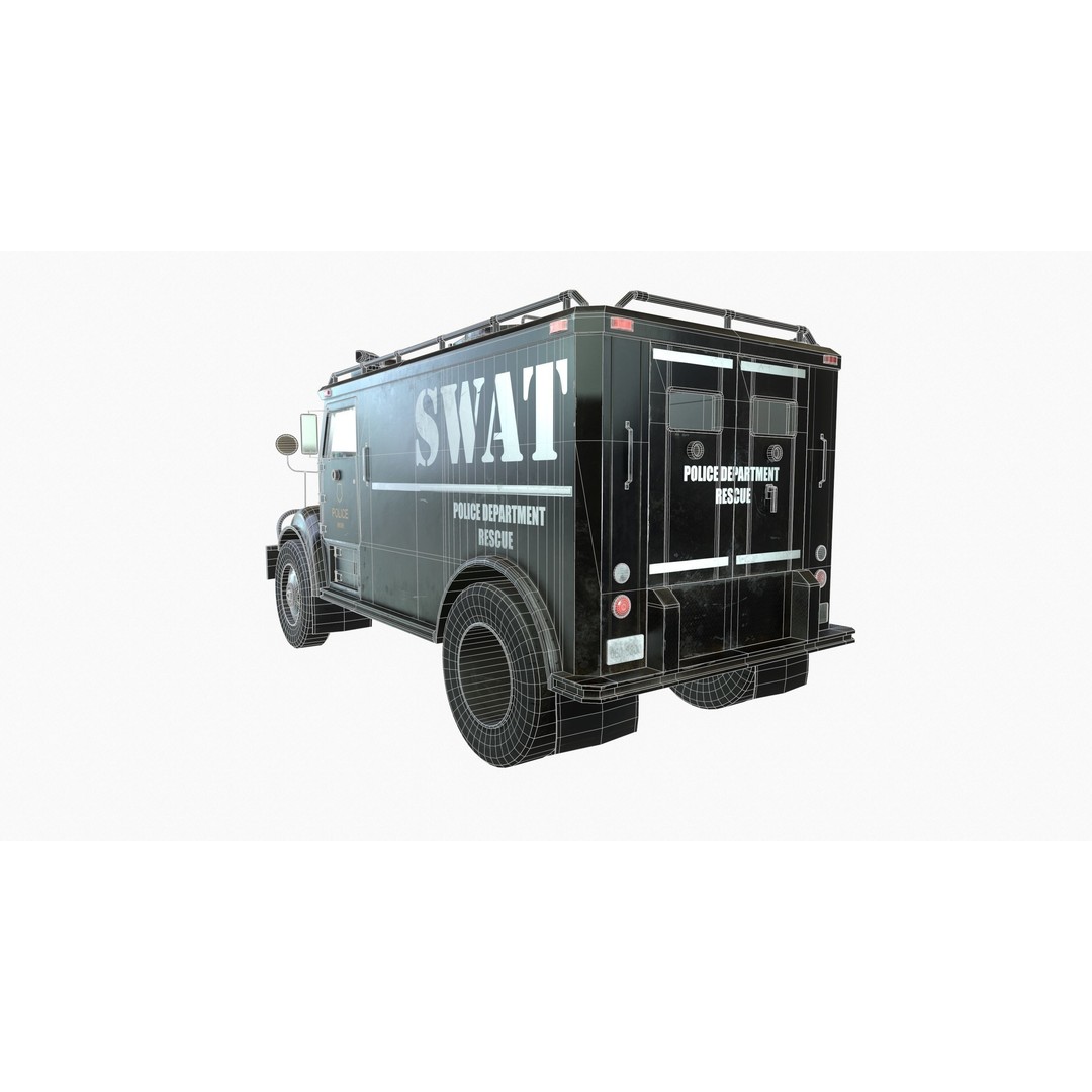 SWAT Van 3D Model – Low Poly Game Ready Asset with PBR Textures - View 8