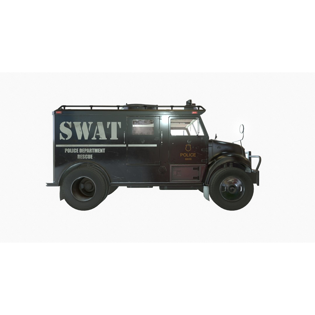 SWAT Van 3D Model – Low Poly Game Ready Asset with PBR Textures - View 9