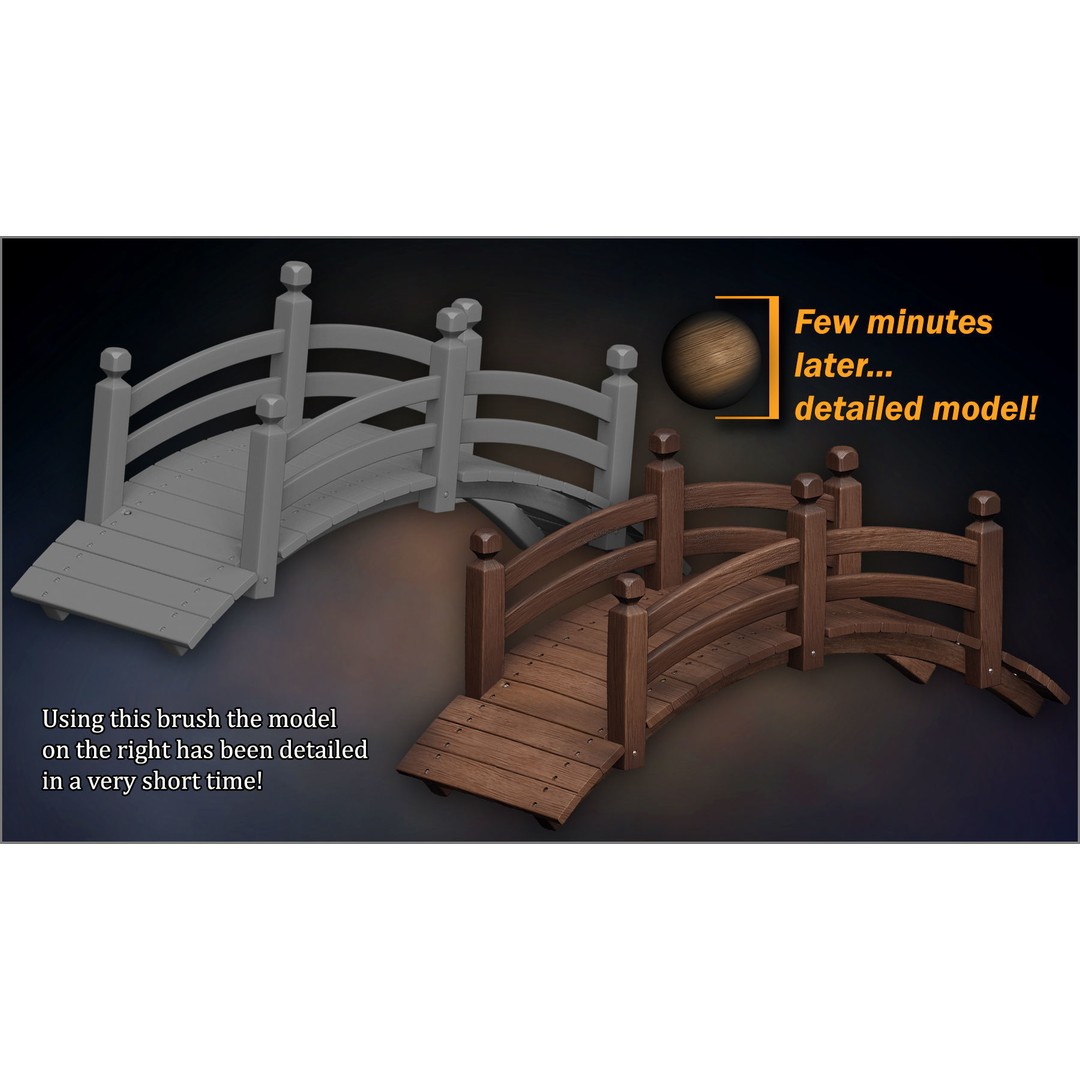 Wood and Bark 3D Model – ZBrush Brushes, Alphas & Patterns - View 3