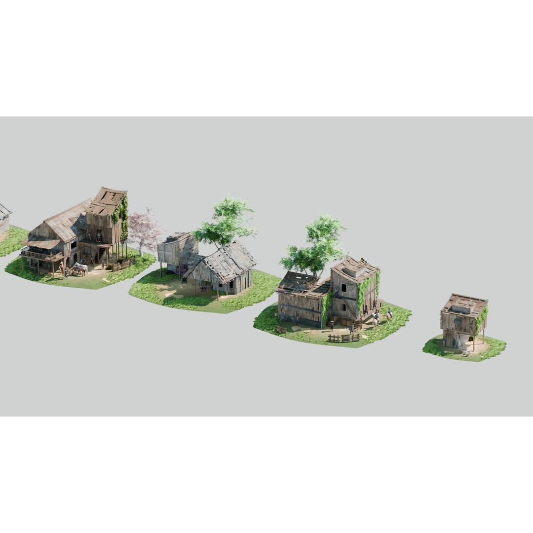 Shanty Town 3D Model – Low Poly Environment with PBR Textures - View 10