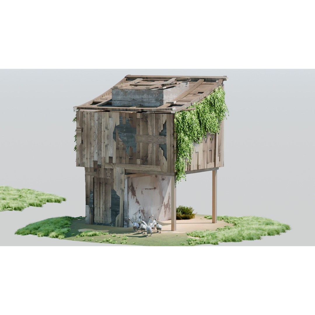 Shanty Town 3D Model – Low Poly Environment with PBR Textures - View 13