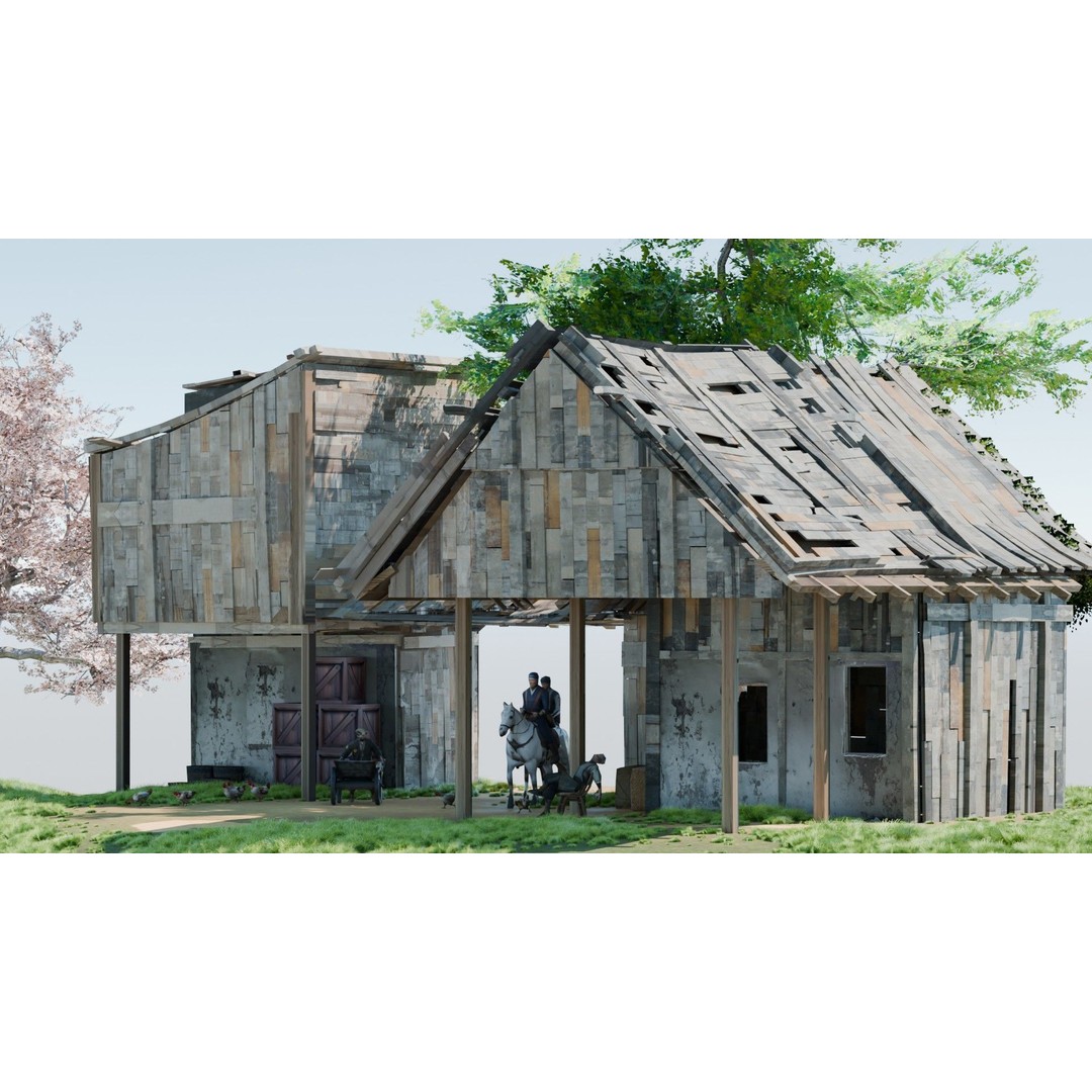 Shanty Town 3D Model – Low Poly Environment with PBR Textures - View 15