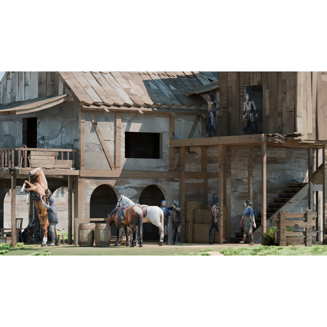 Shanty Town 3D Model – Low Poly Environment with PBR Textures - View 17