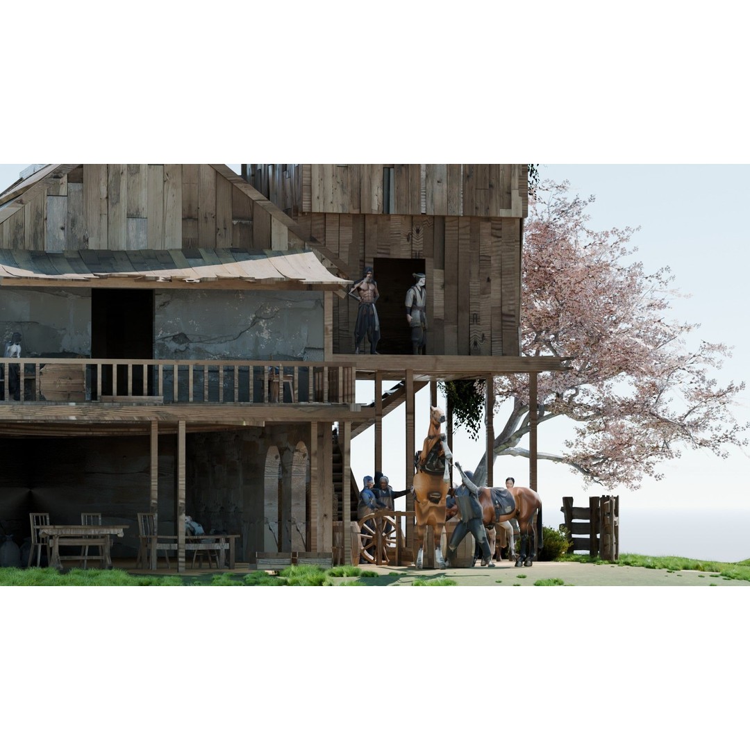 Shanty Town 3D Model – Low Poly Environment with PBR Textures - View 18