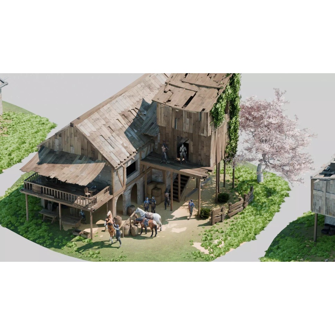 Shanty Town 3D Model – Low Poly Environment with PBR Textures - View 2