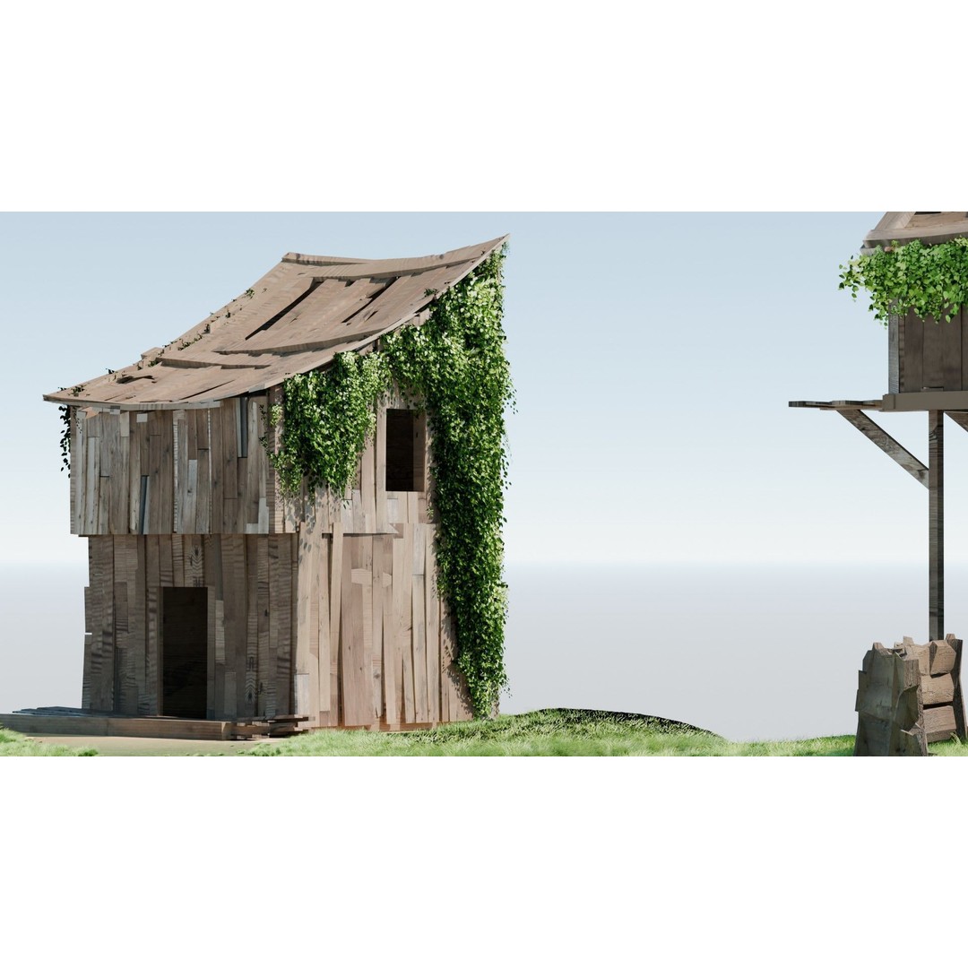 Shanty Town 3D Model – Low Poly Environment with PBR Textures - View 6