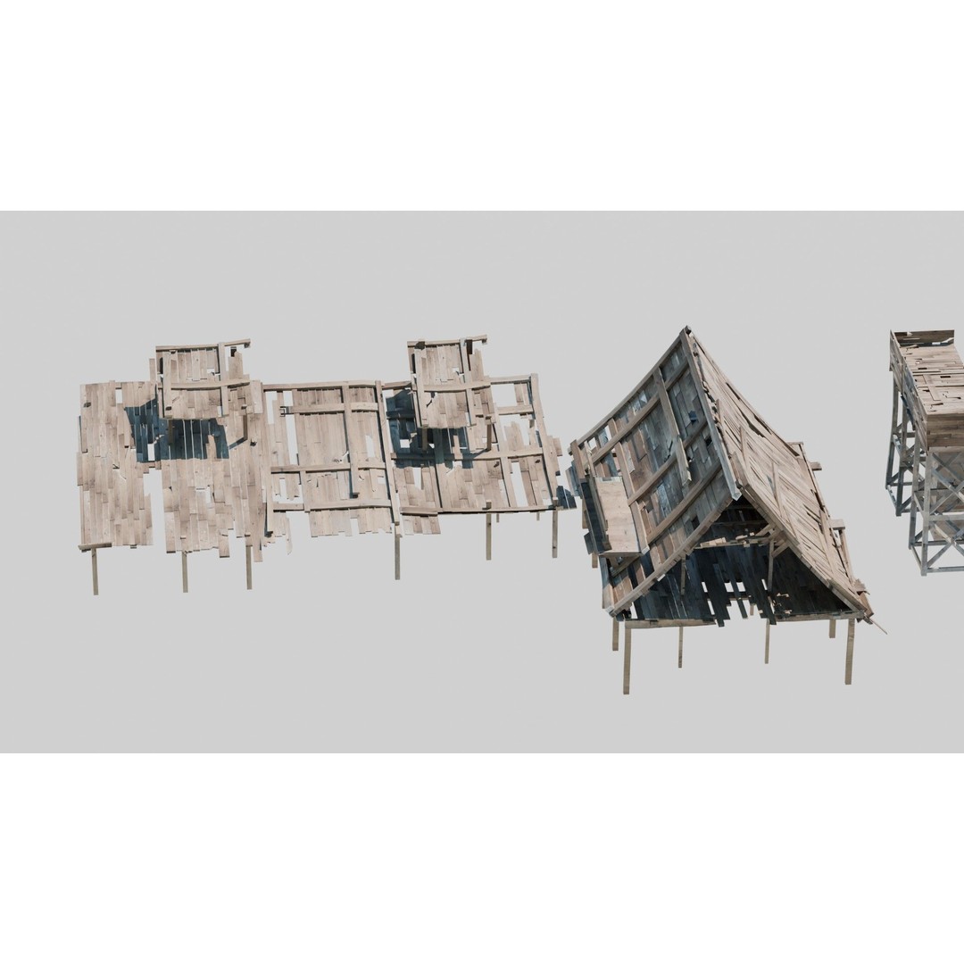 Shanty Town 3D Model – Low Poly Environment with PBR Textures - View 9