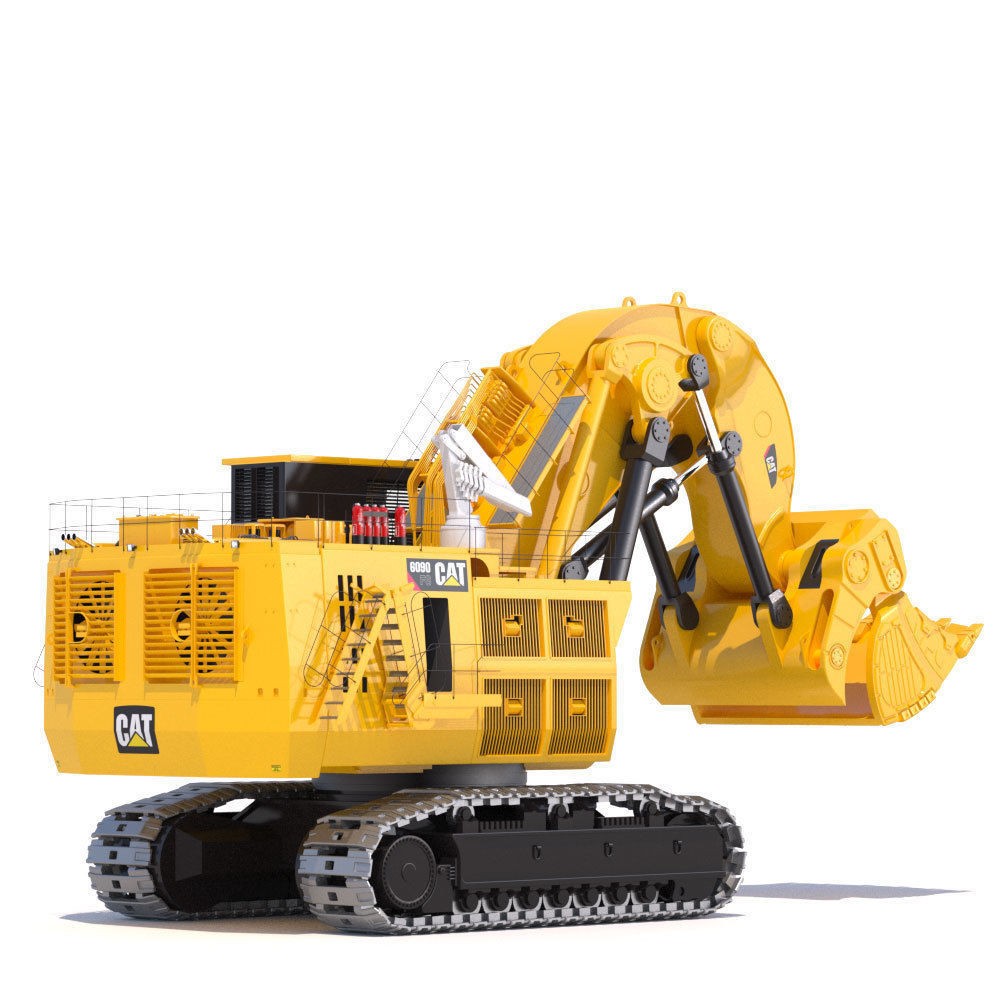 Mining Excavator Cat 6090 FS 3D Model – High Poly PBR Asset, FBX - View 4