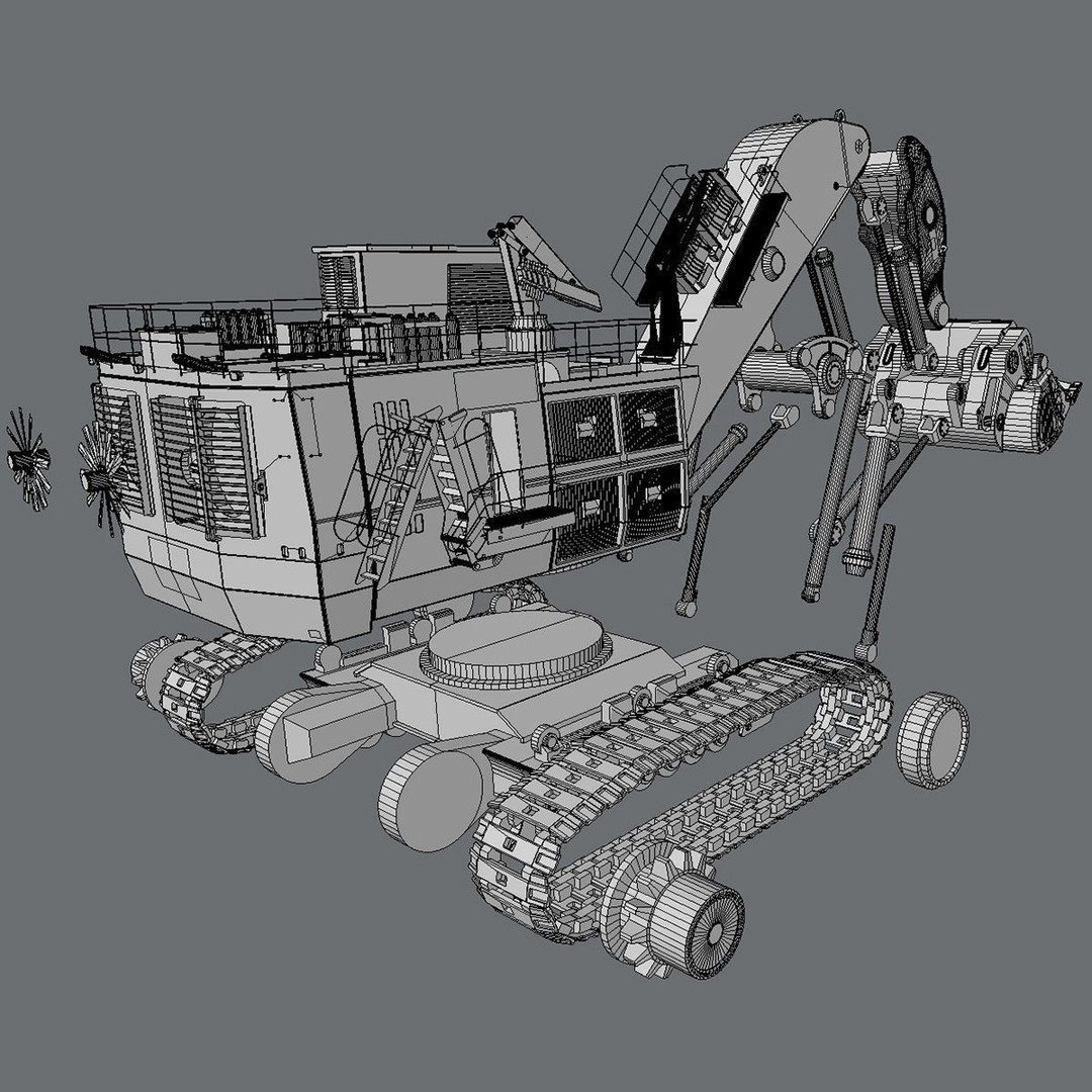 Mining Excavator Cat 6090 FS 3D Model – High Poly PBR Asset, FBX - View 8