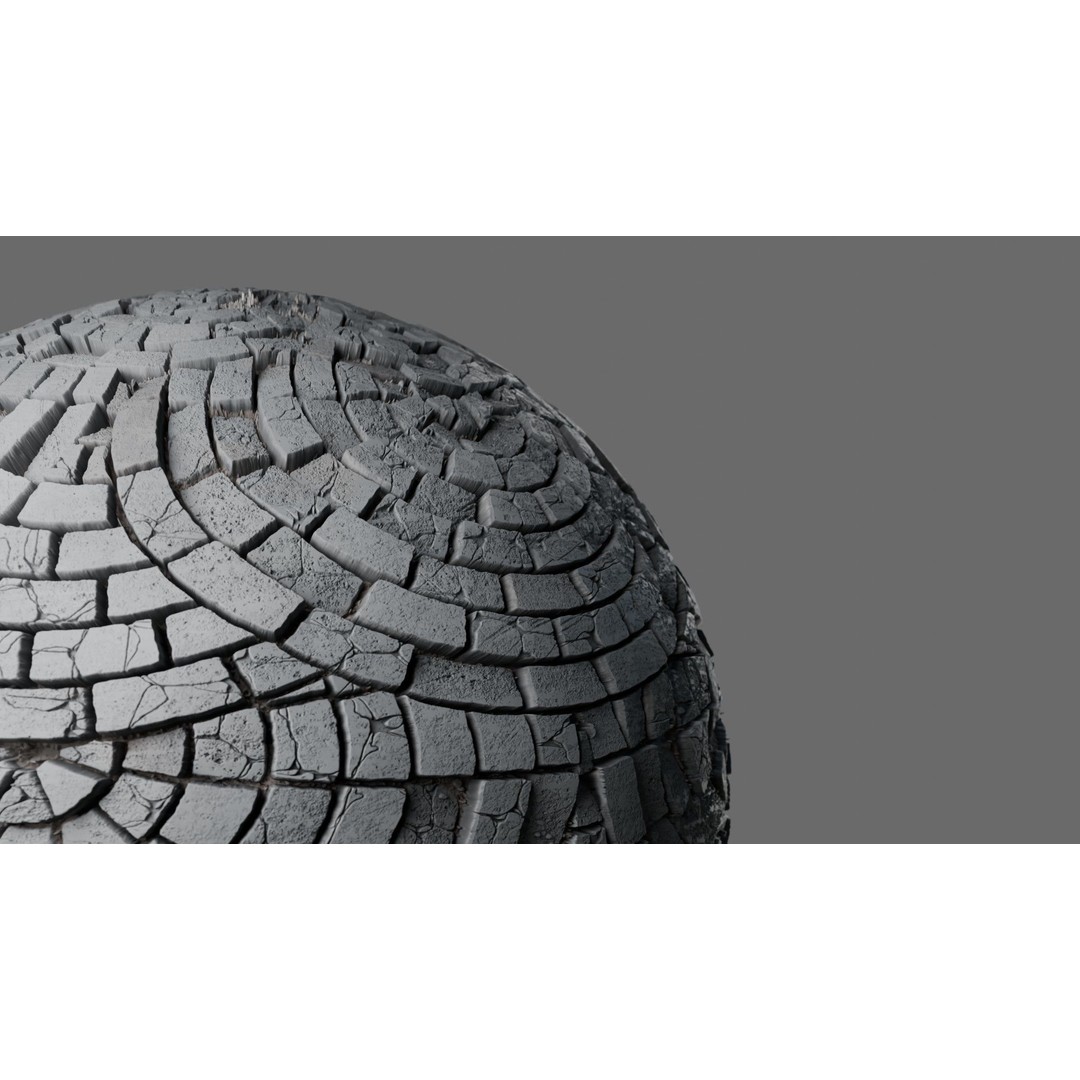 Radial Fan Stone Pavers 3D Model – Seamless PBR Texture for Archviz