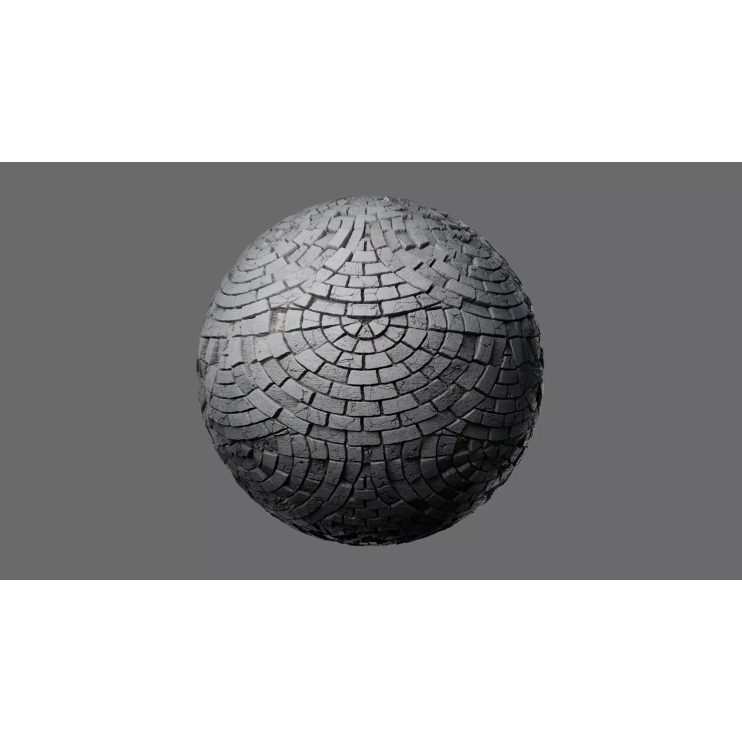 Radial Fan Stone Pavers 3D Model – Seamless PBR Texture for Archviz - View 2
