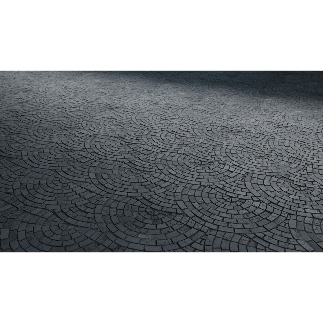 Radial Fan Stone Pavers 3D Model – Seamless PBR Texture for Archviz - View 3