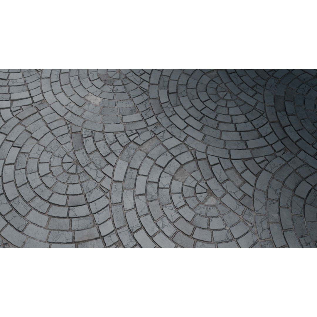 Radial Fan Stone Pavers 3D Model – Seamless PBR Texture for Archviz - View 4