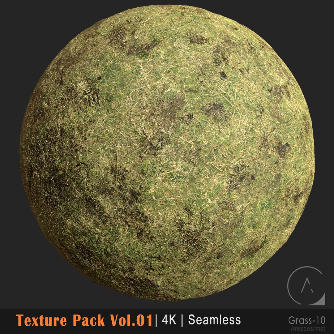 Grass Texture Pack 3D Model – 10 Types of PBR Seamless Textures, 4K