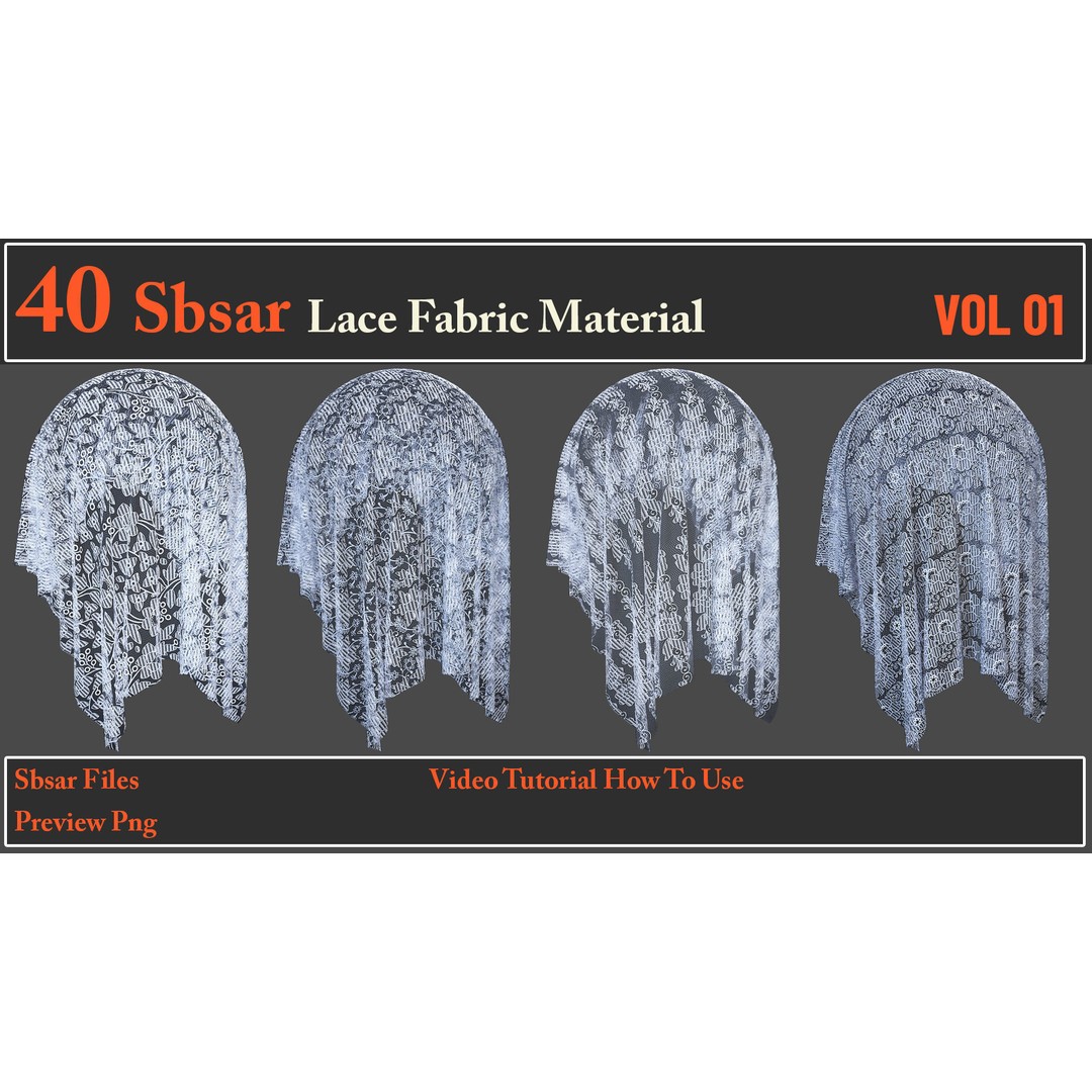 Lace Fabric Material 3D Model – 40 SBSAR Textures for Designers