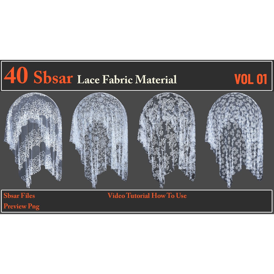 Lace Fabric Material 3D Model – 40 SBSAR Textures for Designers - View 10