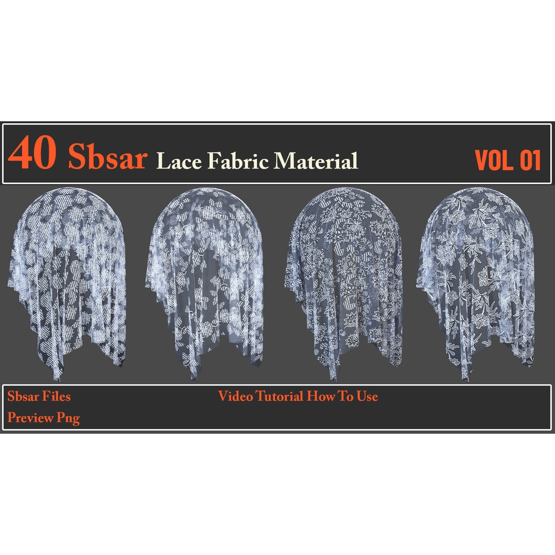 Lace Fabric Material 3D Model – 40 SBSAR Textures for Designers - View 11