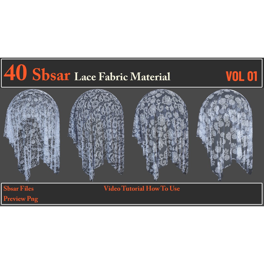 Lace Fabric Material 3D Model – 40 SBSAR Textures for Designers - View 4