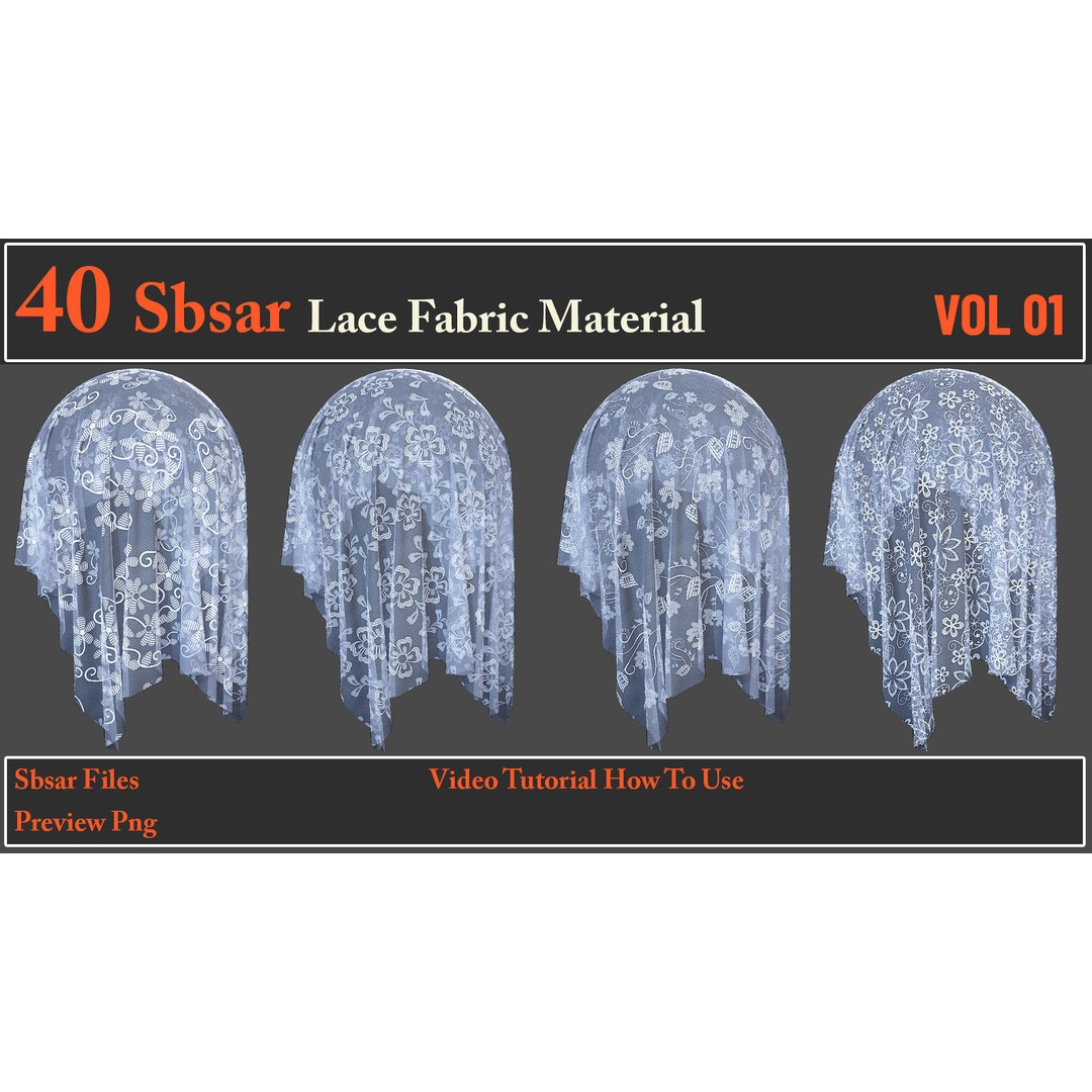 Lace Fabric Material 3D Model – 40 SBSAR Textures for Designers - View 5