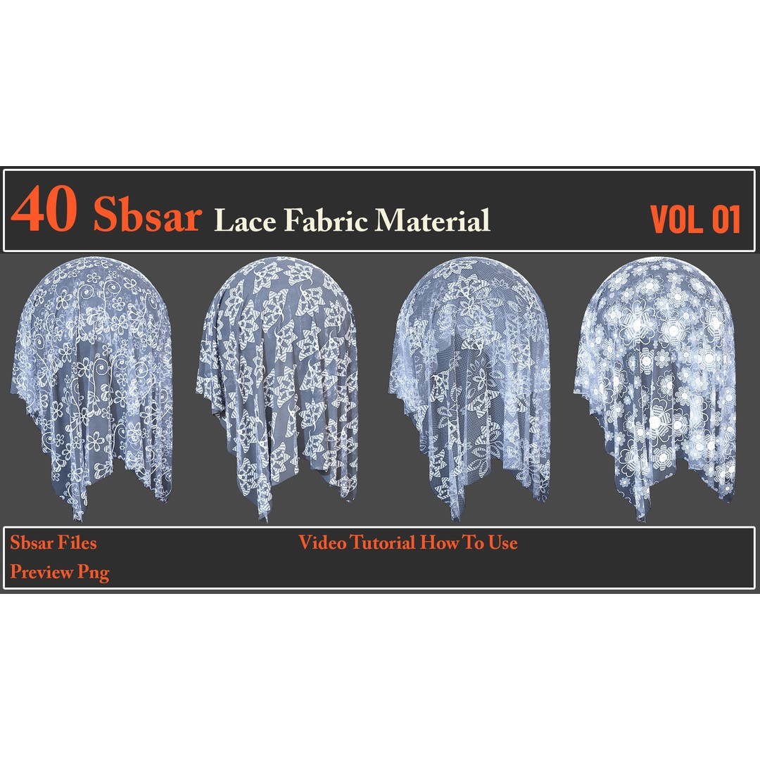 Lace Fabric Material 3D Model – 40 SBSAR Textures for Designers - View 6