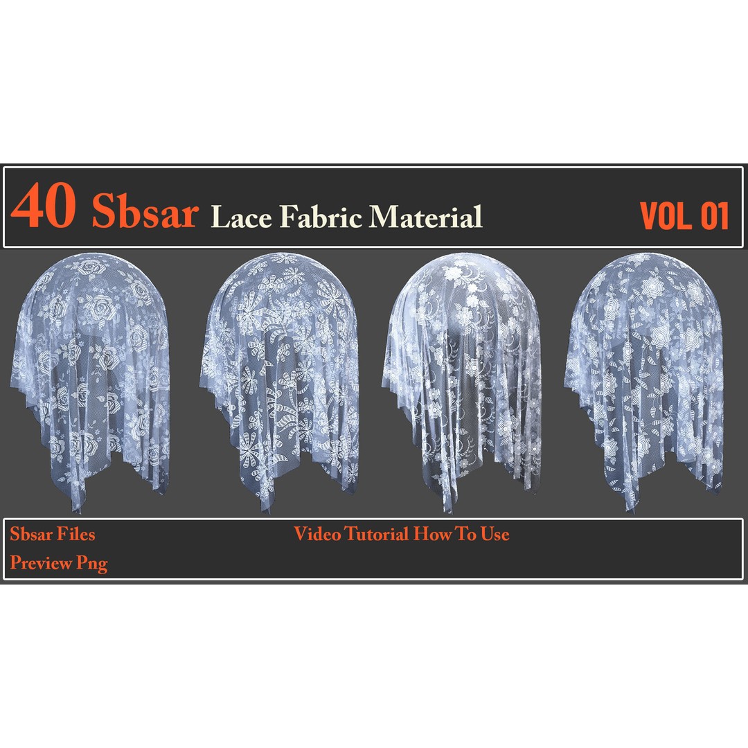 Lace Fabric Material 3D Model – 40 SBSAR Textures for Designers - View 7