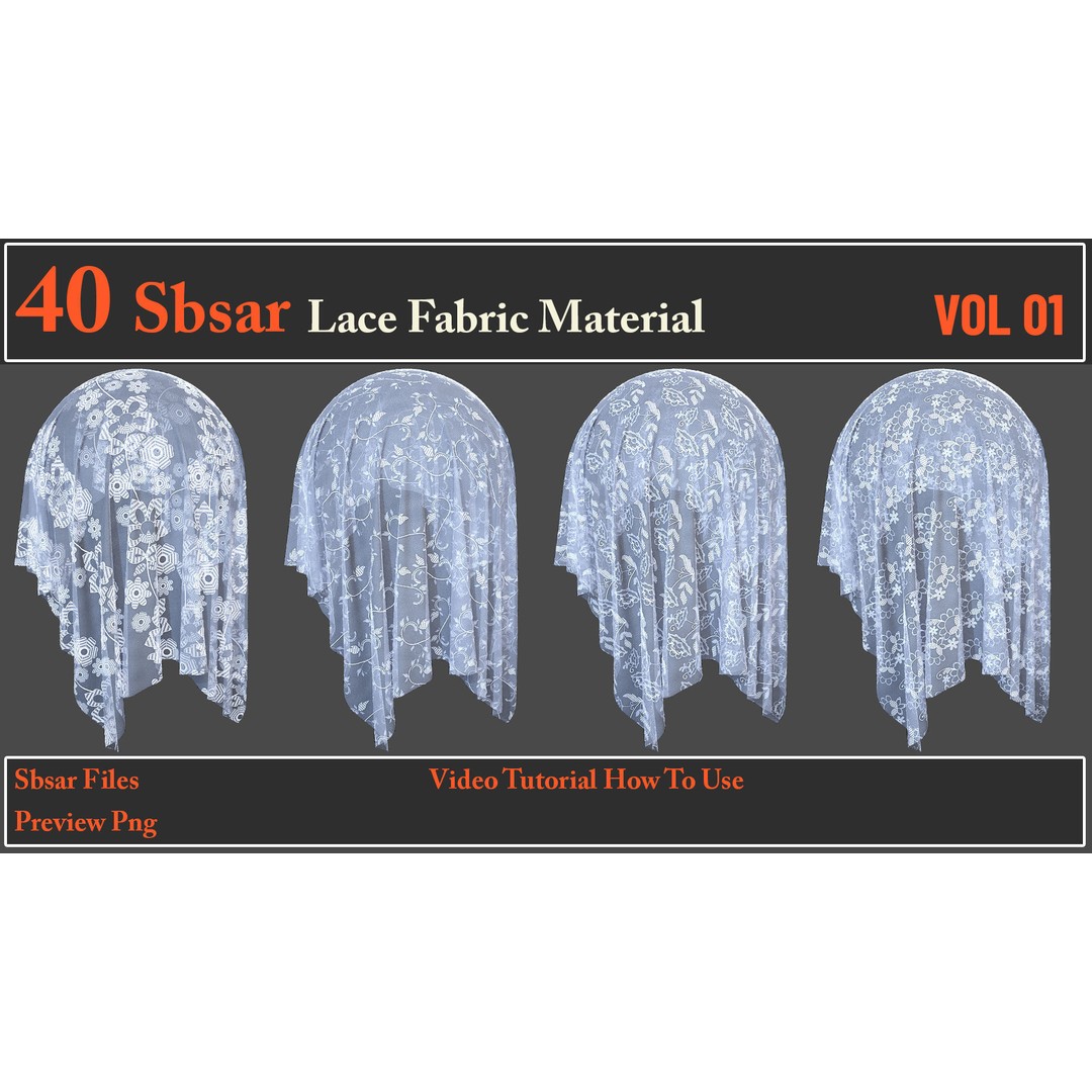 Lace Fabric Material 3D Model – 40 SBSAR Textures for Designers - View 8