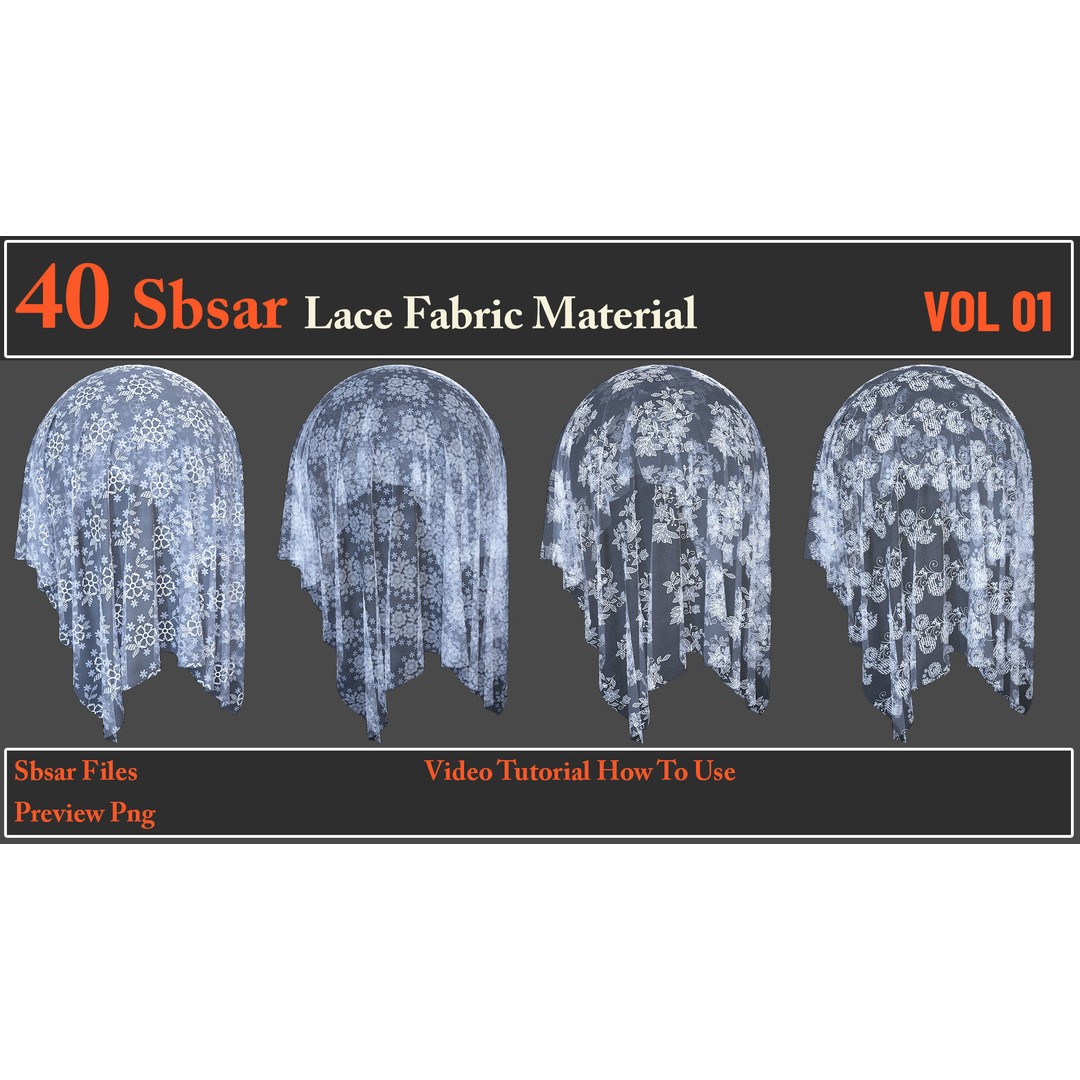Lace Fabric Material 3D Model – 40 SBSAR Textures for Designers - View 9