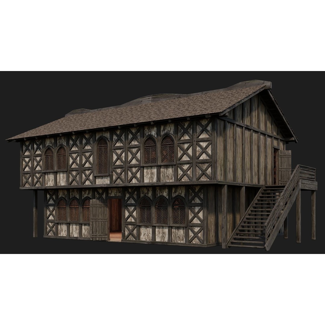 Old Medieval House 3D Model – Low Poly Game Ready with 4K Textures - View 10