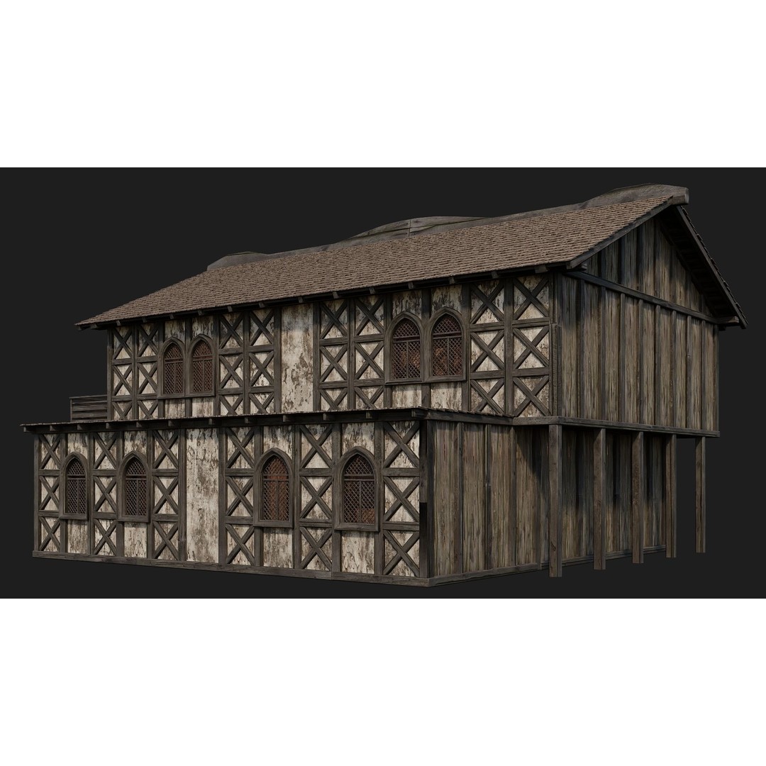 Old Medieval House 3D Model – Low Poly Game Ready with 4K Textures - View 12