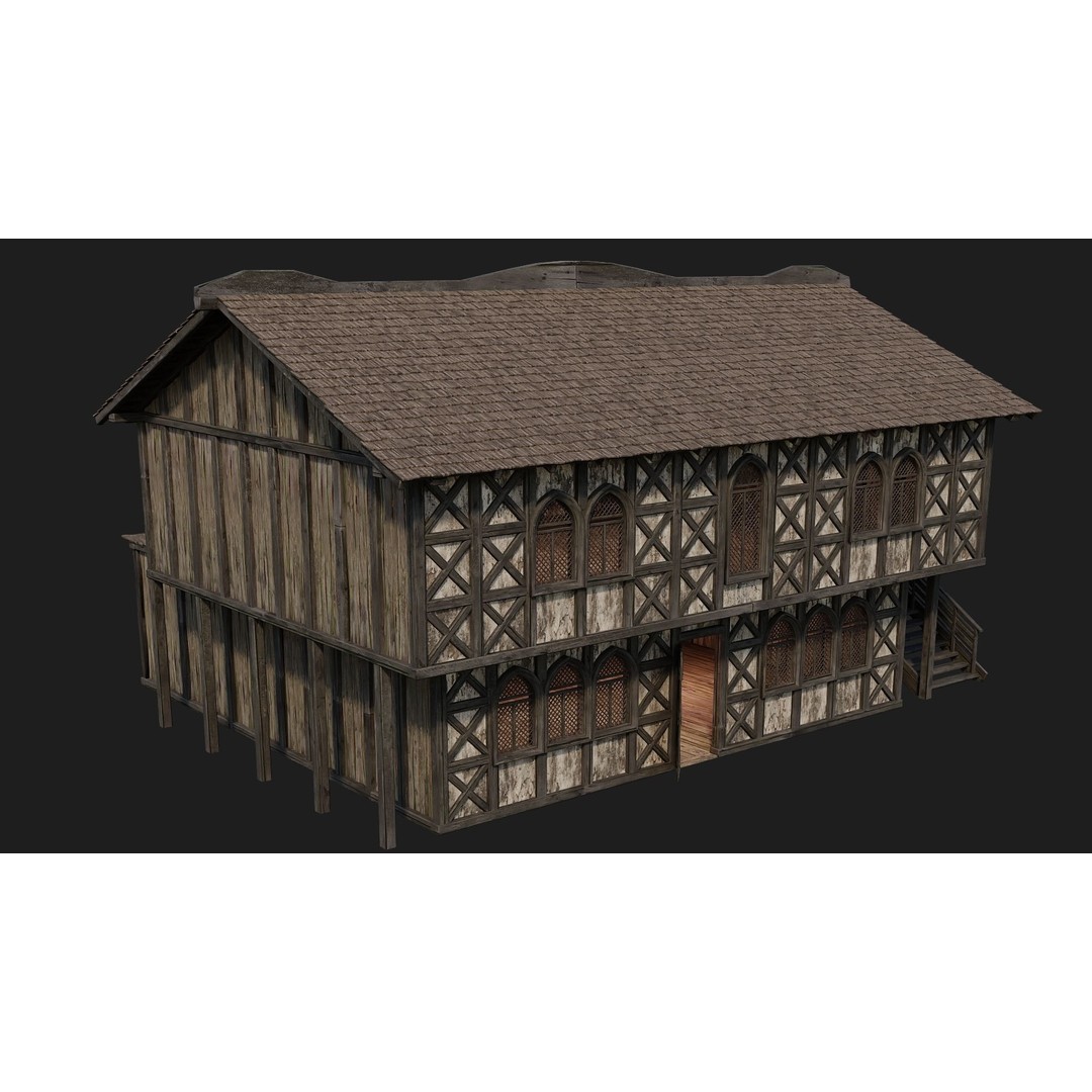 Old Medieval House 3D Model – Low Poly Game Ready with 4K Textures - View 3