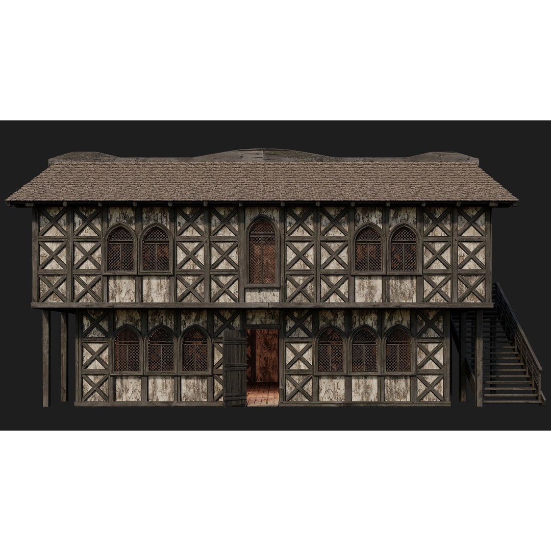 Old Medieval House 3D Model – Low Poly Game Ready with 4K Textures - View 5
