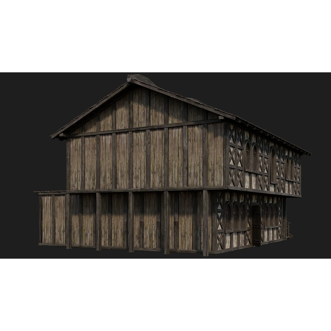 Old Medieval House 3D Model – Low Poly Game Ready with 4K Textures - View 6