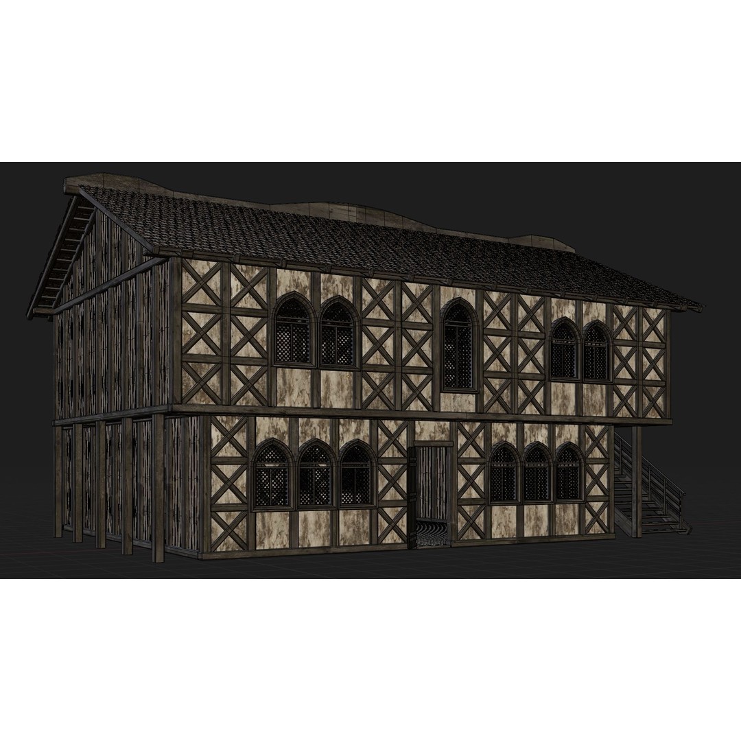 Old Medieval House 3D Model – Low Poly Game Ready with 4K Textures - View 9