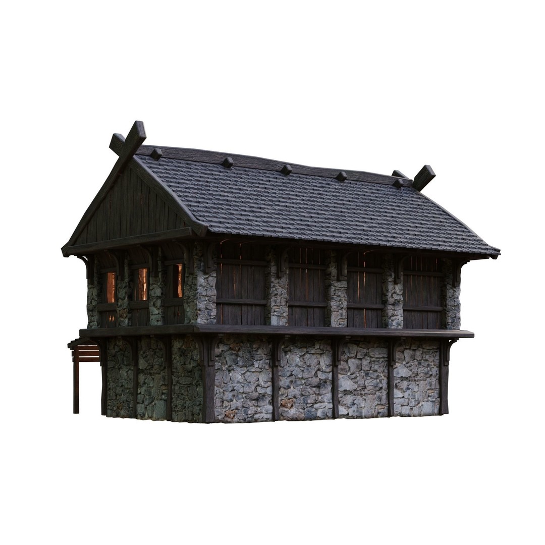 Old Medieval Building 3D Model – Low Poly Game Asset, FBX & OBJ - View 10