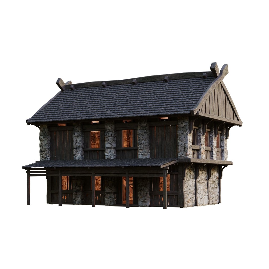 Old Medieval Building 3D Model – Low Poly Game Asset, FBX & OBJ - View 11