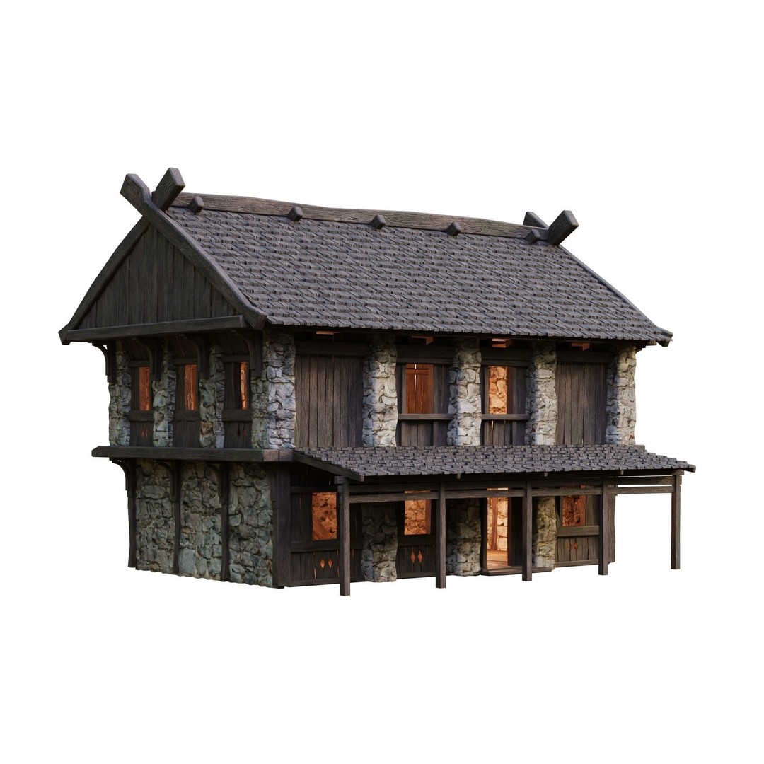 Old Medieval Building 3D Model – Low Poly Game Asset, FBX & OBJ - View 12