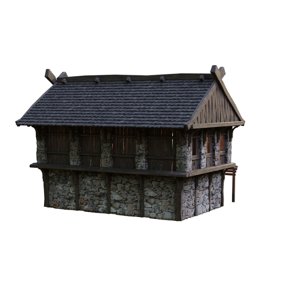 Old Medieval Building 3D Model – Low Poly Game Asset, FBX & OBJ - View 13