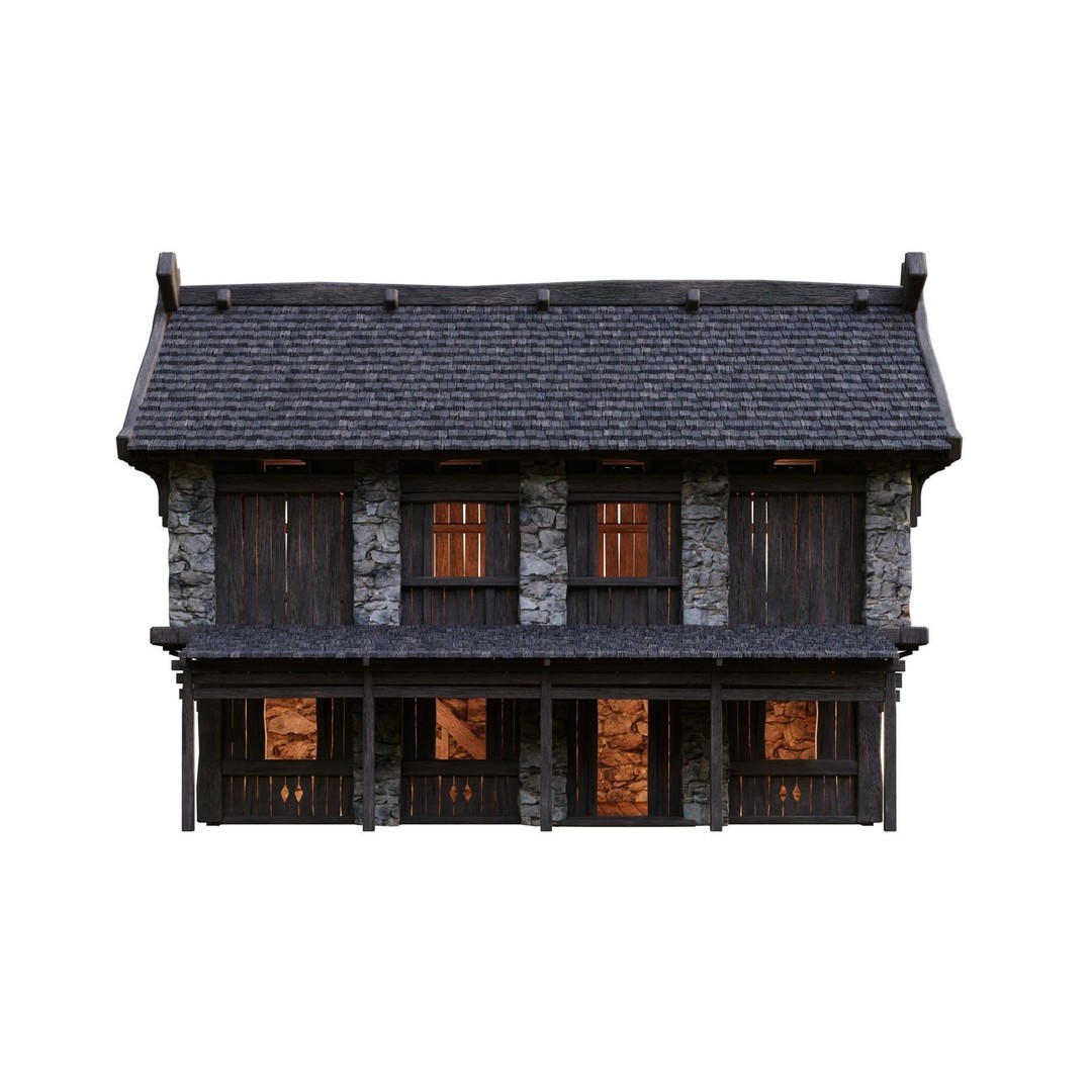 Old Medieval Building 3D Model – Low Poly Game Asset, FBX & OBJ - View 4