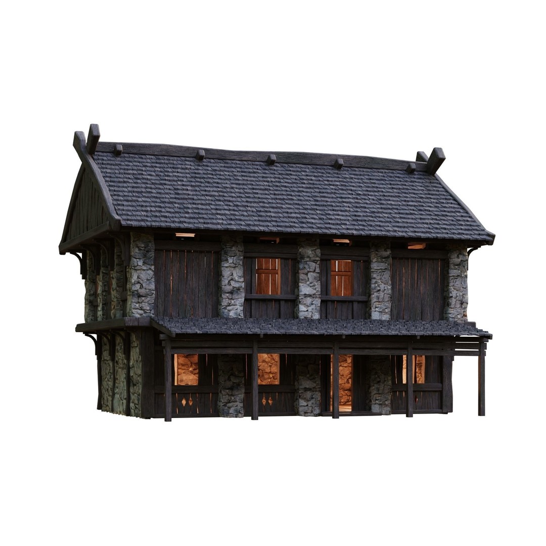 Old Medieval Building 3D Model – Low Poly Game Asset, FBX & OBJ - View 5