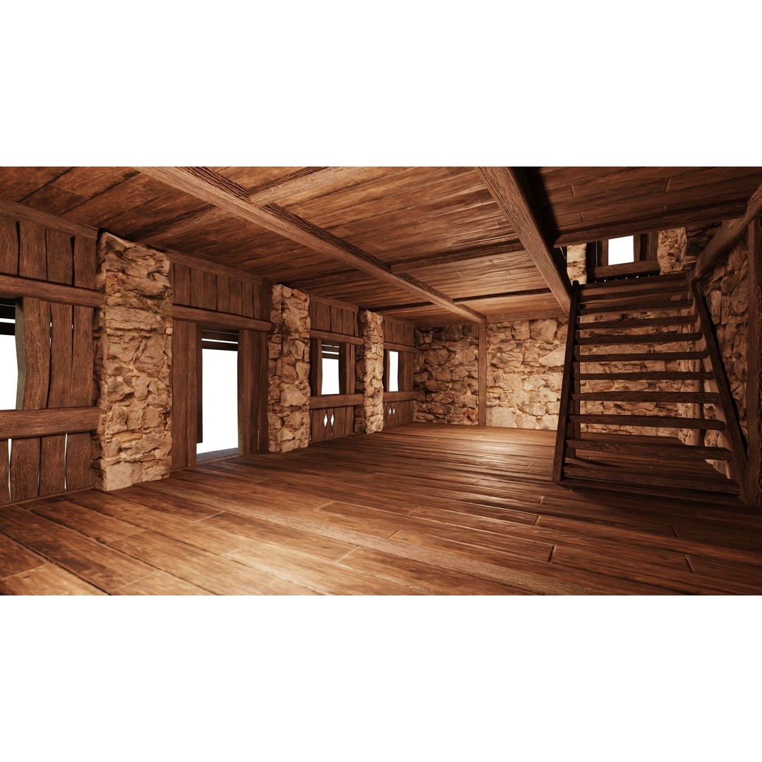 Old Medieval Building 3D Model – Low Poly Game Asset, FBX & OBJ - View 7