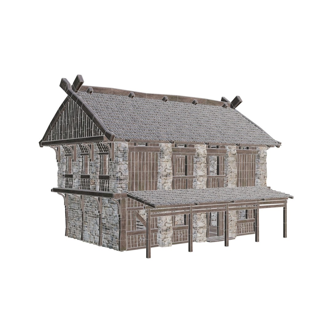 Old Medieval Building 3D Model – Low Poly Game Asset, FBX & OBJ - View 8