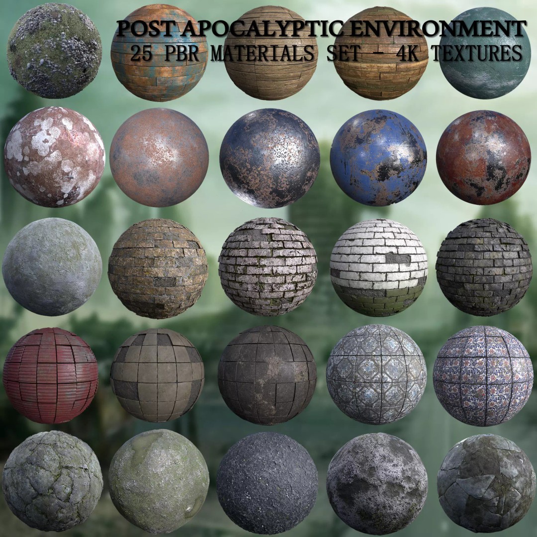 Post-Apocalyptic Environment Set 3D Model – PBR Textures, 25 Materials - View 2