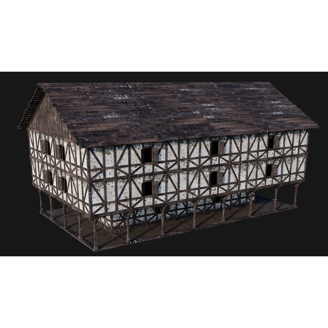 Old Medieval House 3D Model – Low Poly Game Ready Asset, FBX, OBJ